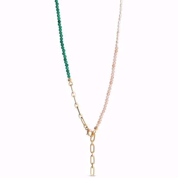 Bilde av Necklace Gabriella - green, peach and pearl