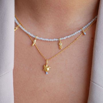 Bilde av Necklace Starfish Light Blue Goldplated