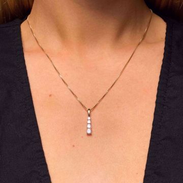 Gullanheng stav med zirkonia - 585 gult gull.