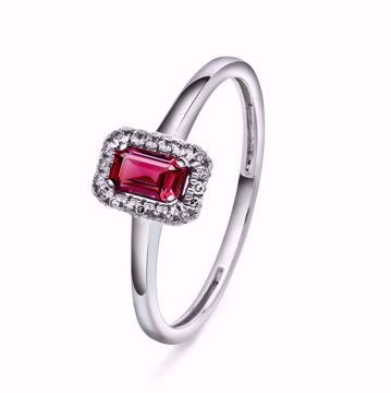 Diamantring - 585 hvitt gull med rubin 0,05 ct. WSI