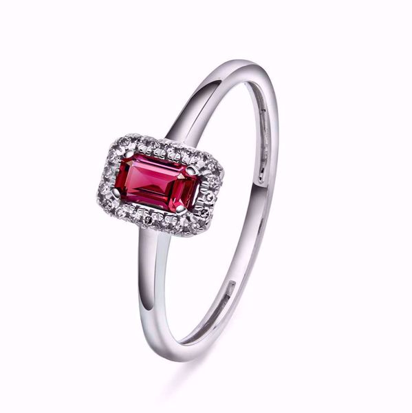 Diamantring - 585 hvitt gull med rubin 0,05 ct. WSI