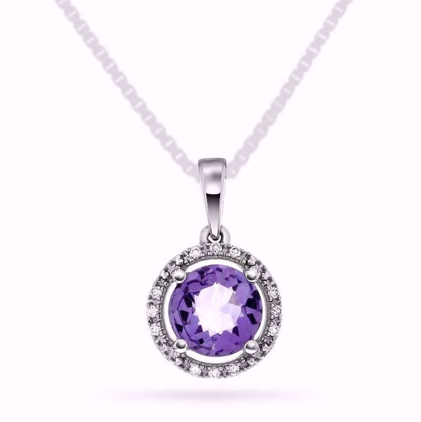 EC 1914 Diamantanheng med Ametyst - 585 hvitt gull 0,05 ct. WSI.