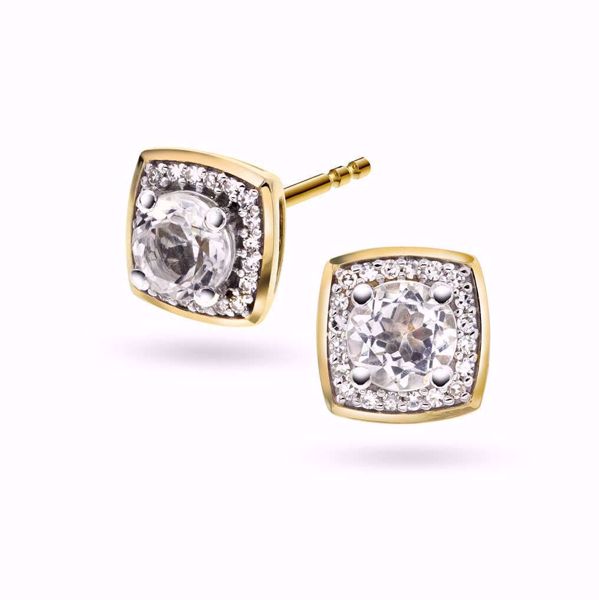 EC 1914 Diamantøredobber med hvit topas - 585 gult gull 0,06 ct. WSI