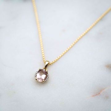 Diamantanheng med morganitt - 585 gult gull 0,02 ct. WP.