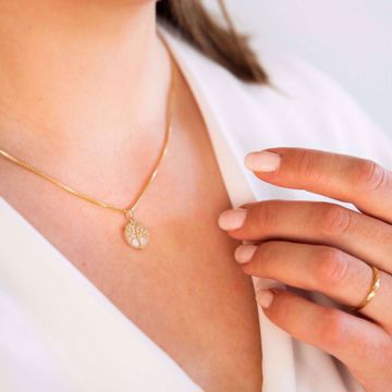 Gullanheng Livets Tre med Perlemor - 585 gult gull.