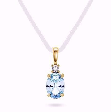 Gullanheng med syntetisk blå spinell og zirkonia - 585 gult gull.