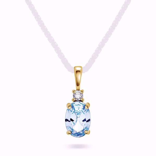 Gullanheng med syntetisk blå spinell og zirkonia - 585 gult gull.