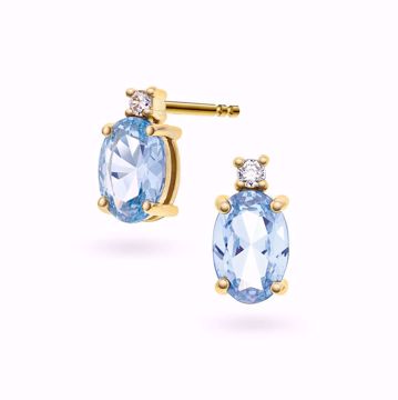 Øredobber med syntetisk blå spinell og zirkonia - 585 gult gull.