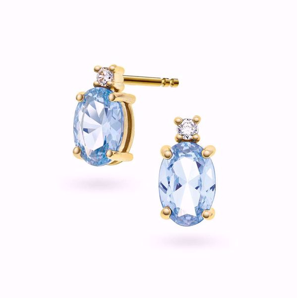 Øredobber med syntetisk blå spinell og zirkonia - 585 gult gull.