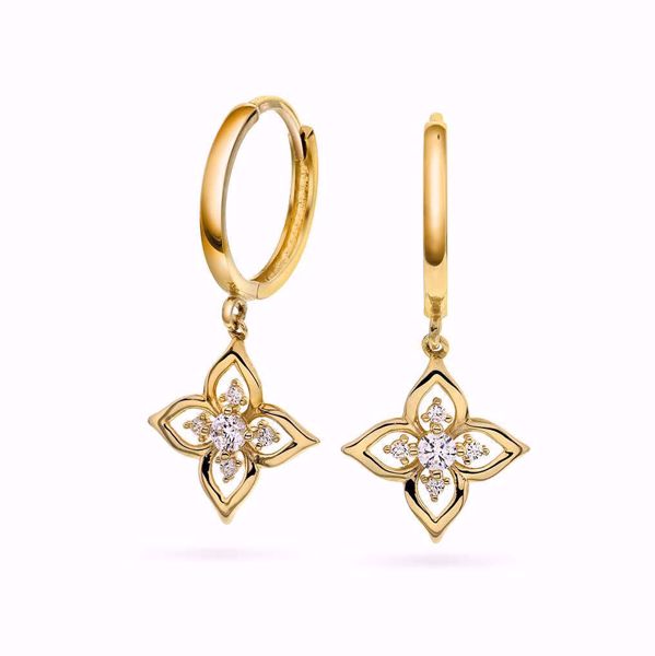 Øreringer med zirkonia - 585 gult gull.