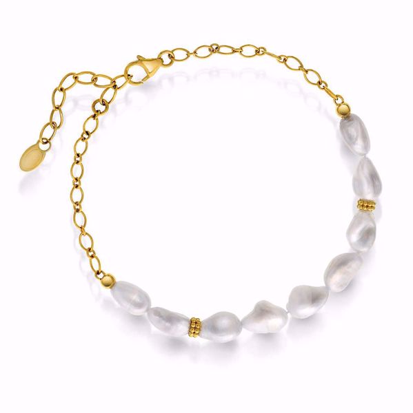 Bilde av ARMBÅND I FORGYLT SØLV MED FERSKVANNSPERLER (991565)