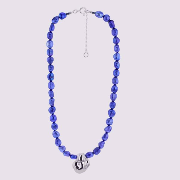Bilde av In Toto Whole Necklace Blue Pearls Silver Large (4973S4513)