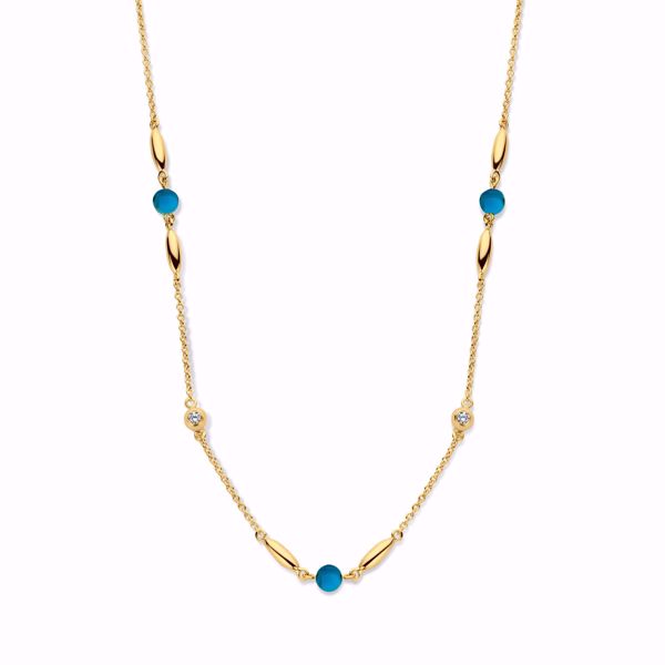 Bilde av Cornelia Necklace Blue Agate Goldplated