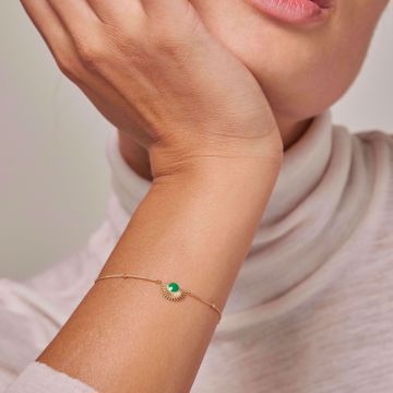 Armbånd i gullforgylt sølv med grønn emalje