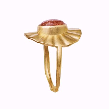 Maanesten Lotus Ring - 925 forgylt sølv, solsten.