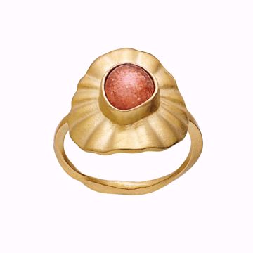 Maanesten Lotus Ring - 925 forgylt sølv, solsten.