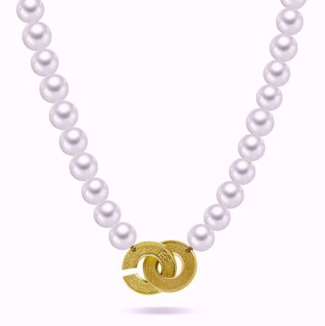 EC 1914 Perlekjede Ferskvannsperler med lås i 585 gult gull.