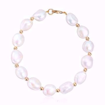 Perlearmbånd med gullkuler - 585 gult gull.