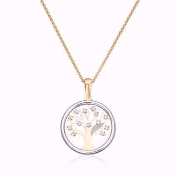 Gullanheng, Livets Tre med zirkonia - 585 gult og hvitt gull.