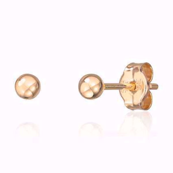 Øredobber kule 3 mm. - 585 gult gull.