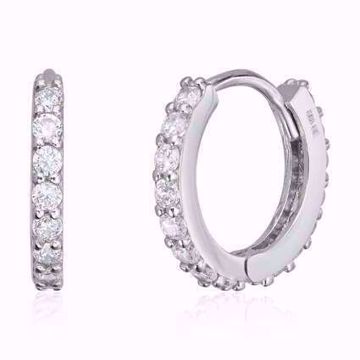 Øreringer med zirkonia i 585 hvitt gull.