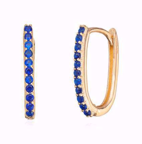 Øreringer med blå zirkonia - 585 gult gull.