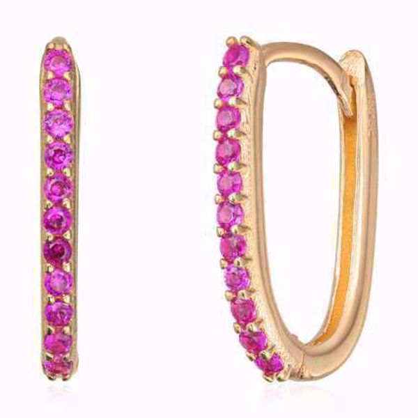 Øreringer med rosa zirkonia - 585 gult gull.