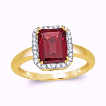 Diamantring med Rhodolitt - 585 gult gull 0,14 ct. WSI