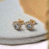 Diamantøredobber med Akvamarin - 585 gult gull 0,08 ct. WP. Miljøbilde.
