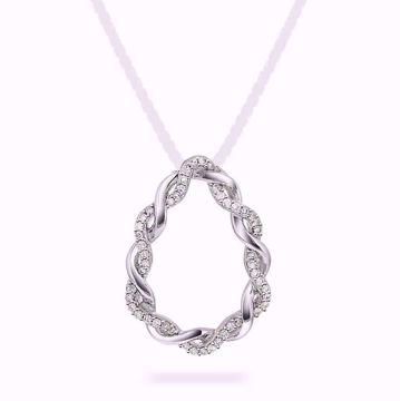 Diamantanheng, dråpeformet - 585 hvitt gull 0,15 ct. WP.