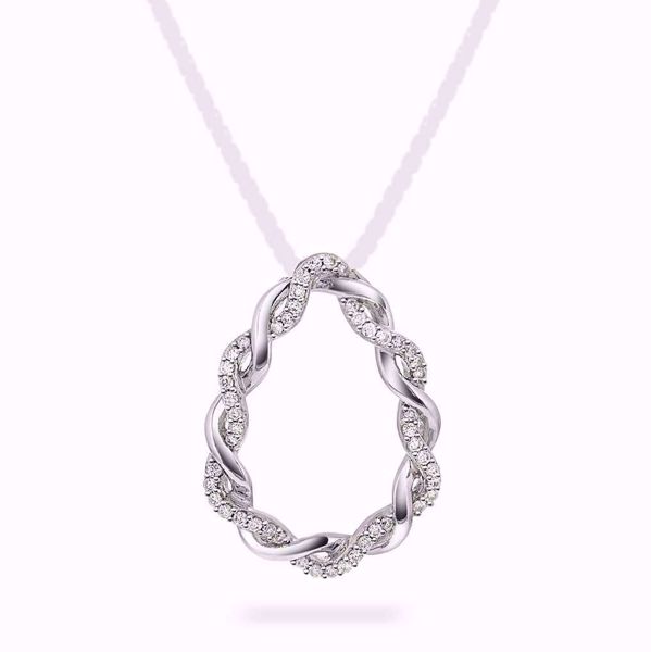 Diamantanheng, dråpeformet - 585 hvitt gull 0,15 ct. WP.