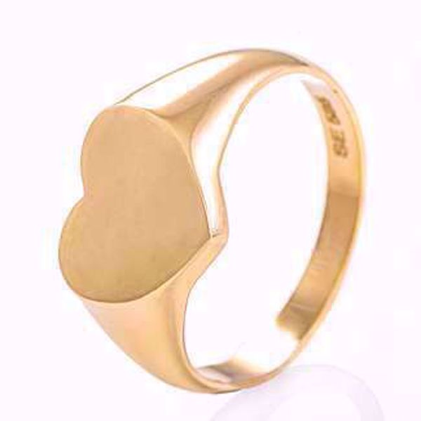 Signetring, hjerteformet - 585 gult gull.