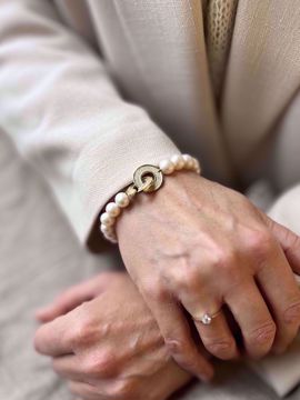 ES 1914 Perlearmbånd med gull-lås - 585 gult gull.