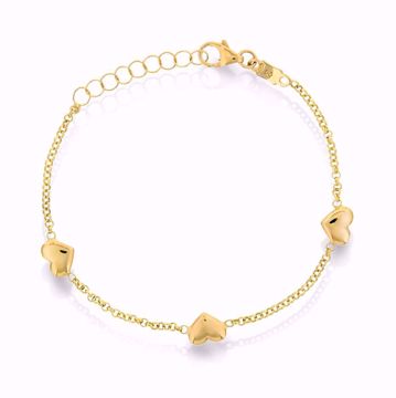 Gullarmbånd til barn 3 Hjerter - 585 gult gull.