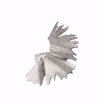Statementring i sølv, inspirert av Fugl Fønix. Vingeformede dekor-elementer. 
