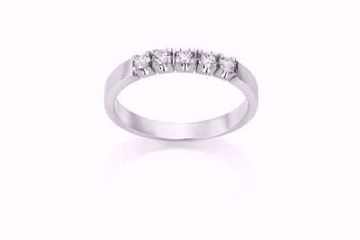 Alliansering i 585 hvitt gull med diamanter 5x0.03 ct. WSI