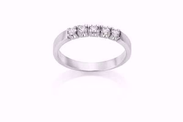 Alliansering i 585 hvitt gull med diamanter 5x0.03 ct. WSI