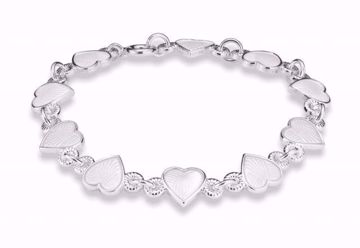 Armbånd til barn i sølv og emalje med hvite hjerter. 