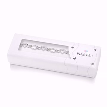 Armbånd til barn i sølv og emalje med hvite hjerter. 