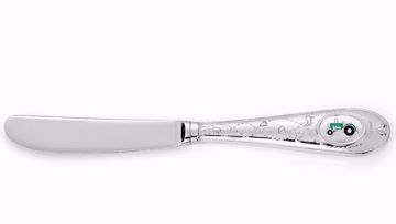 Barnekniv i stål med grønt traktor-motiv. 