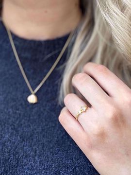 Maanesten Ula Ring - 925 forgylt sølv, regnbuemånesten, hvit zirkonia.