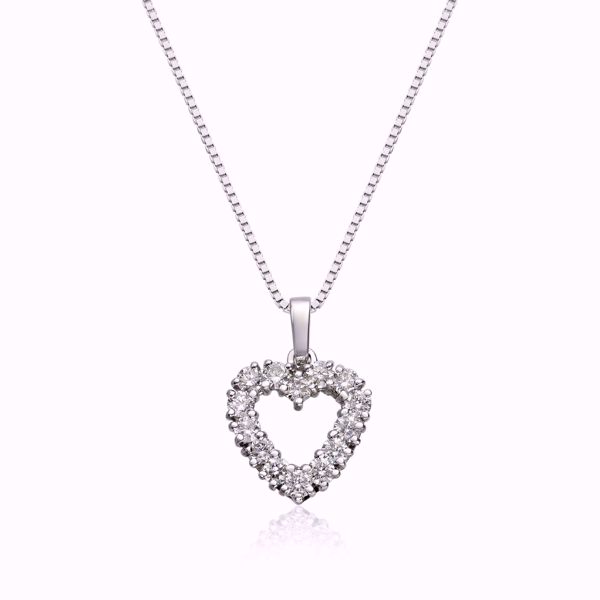 Diamantanheng, hjerte - 585 hvitt gull 0,50 ct. WSI. Kjede selges separat.