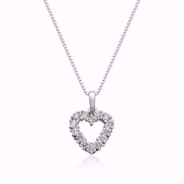 Diamanthjerte 585 hvitt gull med 0,50 ct. diamanter WSI. Kjede selges separat.