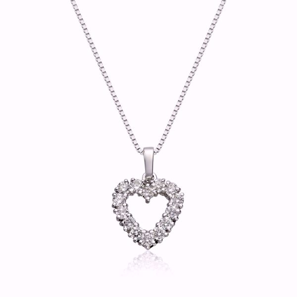 Diamanthjerte 585 hvitt gull med 0,50 ct. diamanter WSI. Kjede selges separat.