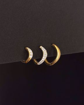 Philippa Studios Wave Combo Hoops Small, forgylt sølv, zirkonia.