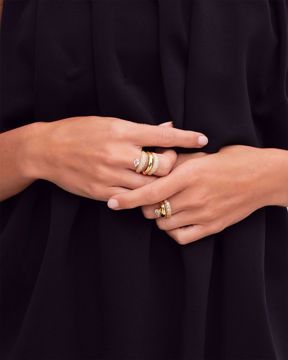Philippa Studios Wave Pear Ring, forgylt sølv, zirkonia.