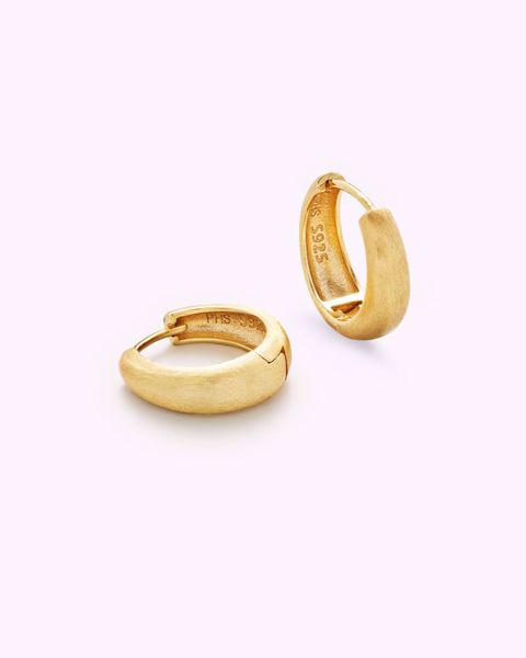 Philippa Studios Dome Satin Hoops Medium, forgylt sølv, børstet overflate.
