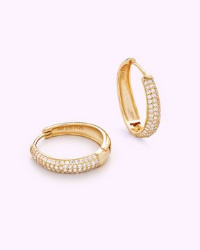 Philippa Studios Dome Pave Hoops X-large, forgylt sølv, zirkonia.