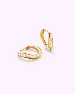 Philippa Studios Wave Combo Hoops Medium, forgylt sølv, zirkonia.