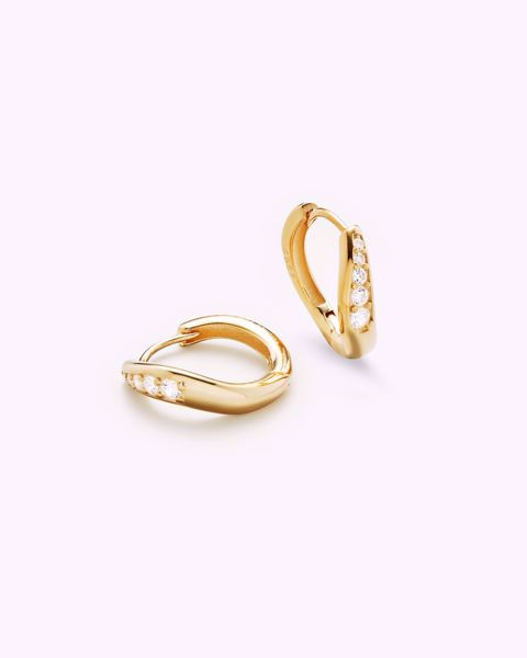 Philippa Studios Wave Combo Hoops Medium, forgylt sølv, zirkonia.